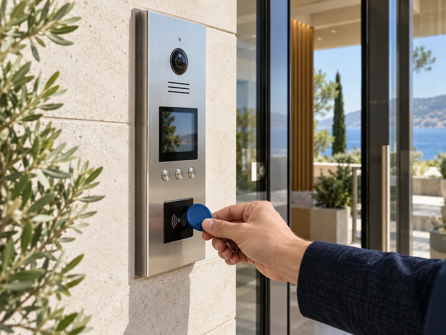 Riviera Protection — Contrôle d’accès Contrôle d’accès — Interphone et lecteur de badge à l’entrée