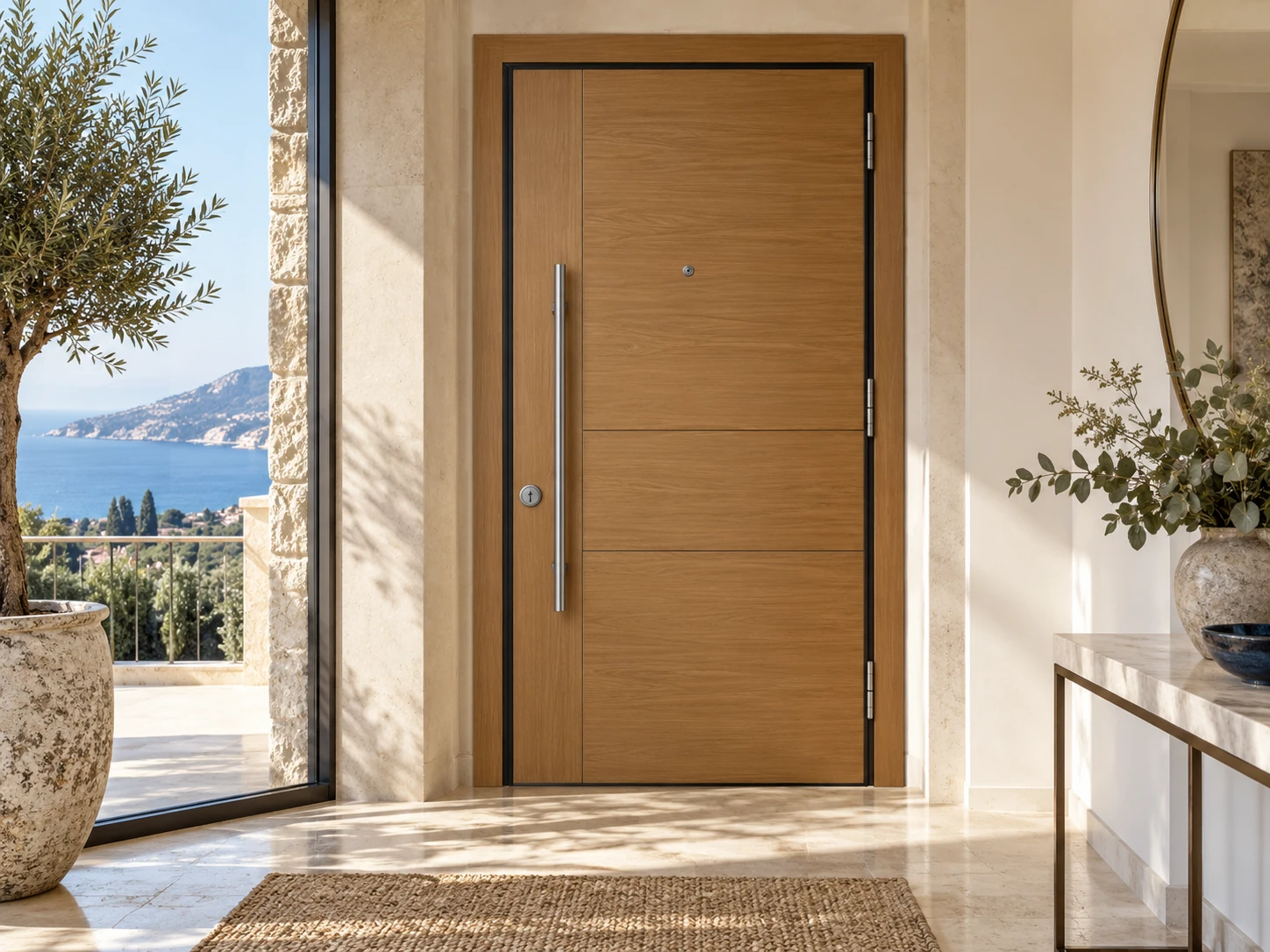 Riviera Protection — Portes blindées Portes blindées — Porte d’entrée renforcée finition bois