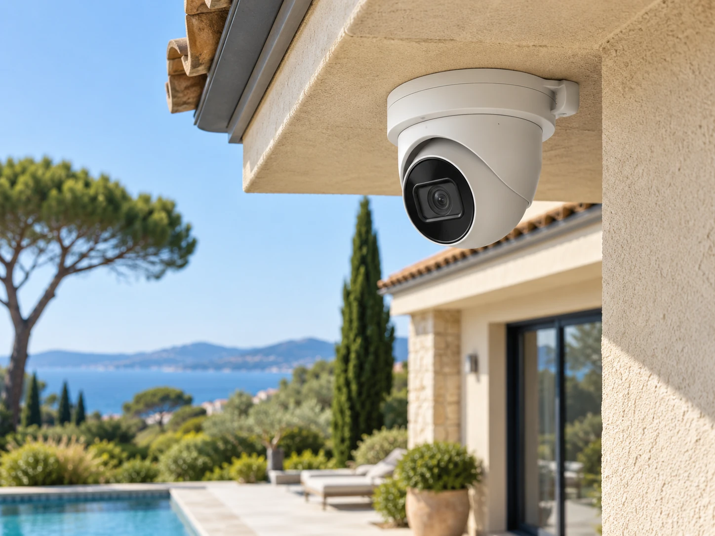 Riviera Protection — Vidéosurveillance Vidéosurveillance — Caméra de surveillance extérieure sur une villa